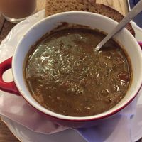 black bean spicy vegan soup at Quinta Verde in The Hague