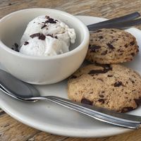Vegan GF chocolate chip cookies and ice cream  at True Food Kitchen in Pasadena