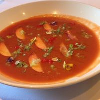 Peach gazpacho at Cafe Sydney in Sydney