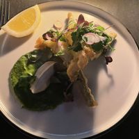 Tempura zucchini flower  at Cafe Sydney in Sydney