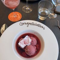 Raspberry sorbet  at Cafe Sydney in Sydney