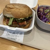 Spicy burger and salad at Season Square in Paris