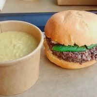 Quinoa burger and soup at Season Square in Paris