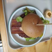 Spicy burger, gluten free (except the bacon) at Season Square in Paris