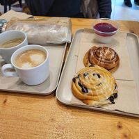 Kebab, cinamon roll , chocolate roll, panacotta at Season Square in Paris