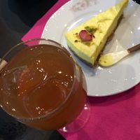 grape juice and raw vegan dessert! at Melikrini in Athens