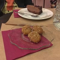 Raw chocolate pie and Melomakarona at Melikrini in Athens