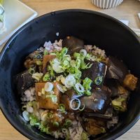Miso aubergine and tofu rice bowl at Tombo in South West London
