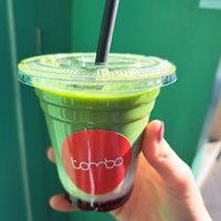 Strawberry matcha with coconut milk at Tombo in South West London