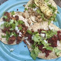 Tacos (pastor, asada, chorizo)  at La Rana Vegana in Cabo San Lucas