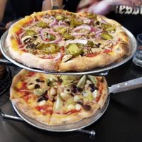 2 small pizzas with both cheeses. So good!!!!!! Very very recommended at Ghiringhelli's Pizzeria in Fairfax