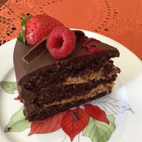 Intérieur du gâteau une fois coupé at Choco & Mousse in Lisbon