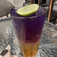 Butterfly pea and lime  at Veganerie - Ratchathewi in Bangkok