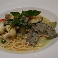 Thai Green Curry Noodles at Veganerie - Ratchathewi in Bangkok