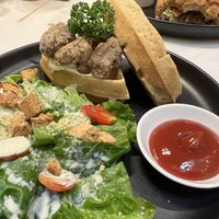 Waffle and chicken   at Veganerie - Ratchathewi in Bangkok