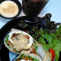 Ceaser wrap and dark choco smoothie at Veganerie - Ratchathewi in Bangkok