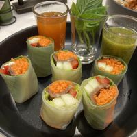 Spring roll and dipping sauce   at Veganerie - Ratchathewi in Bangkok