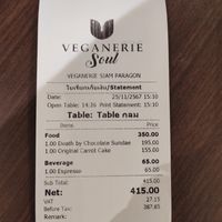 The bill at Veganerie - Ratchathewi in Bangkok