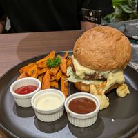 Beyond meat burger at Veganerie - Siam Paragon in Bangkok