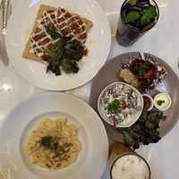 Lasagna crepe, Mac & cheese, pulled jackfruit waffle  at Veganerie - Ratchathewi in Bangkok