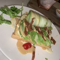 avocado toast with vegan bacon at Veganerie - Ratchathewi in Bangkok