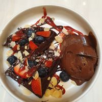 Berry choco waffles and ice cream! at Veganerie - Ratchathewi in Bangkok