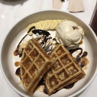 Waffles with ice cream  at Veganerie - Ratchathewi in Bangkok