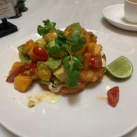 Avocado salad on hash browns!!! GF!  at Veganerie - Ratchathewi in Bangkok