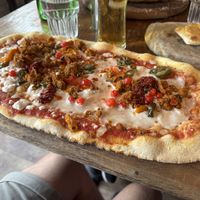 Aubergine “meatball" pizza  at Zizzi in Belfast