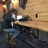Counter seating is super cute. Don't worry if it is full, there is ample seating in the adjoining room to the back. at Cafe Verve in State College