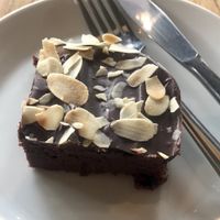 Almond chocolate brownie. Amazing!!! at Ahimsa The Vegan Cafe in North West London