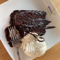 Amazing chocolate berry cake and vegan ice cream at Ahimsa The Vegan Cafe in North West London