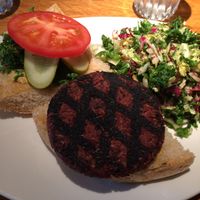 North Star Burger with simple salad at Northstar Cafe in Liberty Township