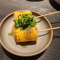 Corn with vegan mayo and vegan cheese at Khao Pla in Chatswood
