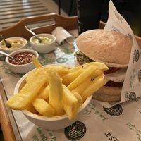 Burger and dip’s   at Ahimsa Burgers in Florianopolis