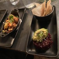 Dinner - beet tartar & quinoa fritters at LOV - McGill in Montreal