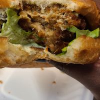 Shiitake "chik'n" burger. Delicious. at LOV - McGill in Montreal