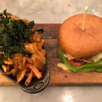Cheeseburger with kimchi fries at LOV - McGill in Montreal