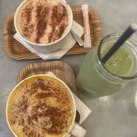 latte, golden milk, green juice  at LOV - McGill in Montreal