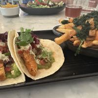 Tacos au “poisson” croustillant avec frites kimchi   at LOV - McGill in Montreal