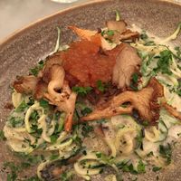 Zucchini Pasta with truffle sauce and tapioca caviar at LOV - McGill in Montreal