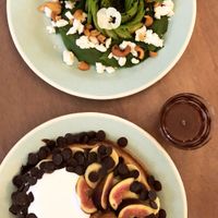 Vegan waffles and the green goddess flatbread  at Brunchroom in Amsterdam