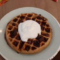 Vegan whipped cream and dark chocolate chips at Brunchroom in Amsterdam