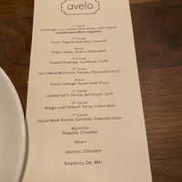 8 course making menu   at Avelo in Toronto