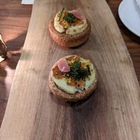 Bagel-inspired appetizer. Stunning.   at Avelo in Toronto