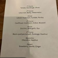 Menu at Avelo in Toronto