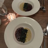 Breadcrumb stuffed kale, port wine reduction, cream sauce  at Avelo in Toronto