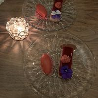 Raspberry kombucha sorbetto, raspberry cheesecake, trompe l’oeil raspberry mousse  at Avelo in Toronto
