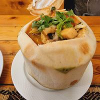 Tom yom in coconut at Vegan Heaven in Chiang Mai