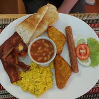 Breakfast set B (with extra bacon) 😋 at Vegan Heaven in Chiang Mai